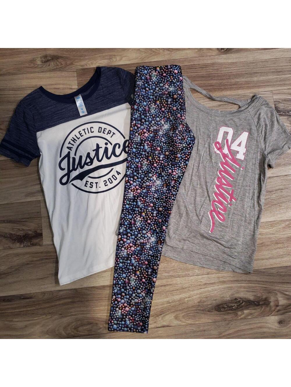 Girls 8 10 Justice Summer Athletic Outfit Bundle Leggings Tee